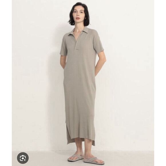 James Perse Dresses & Skirts - James Perse Shirt Dress Midi Linen Blend Womens Size 2 Medium Collared Taupe NEW